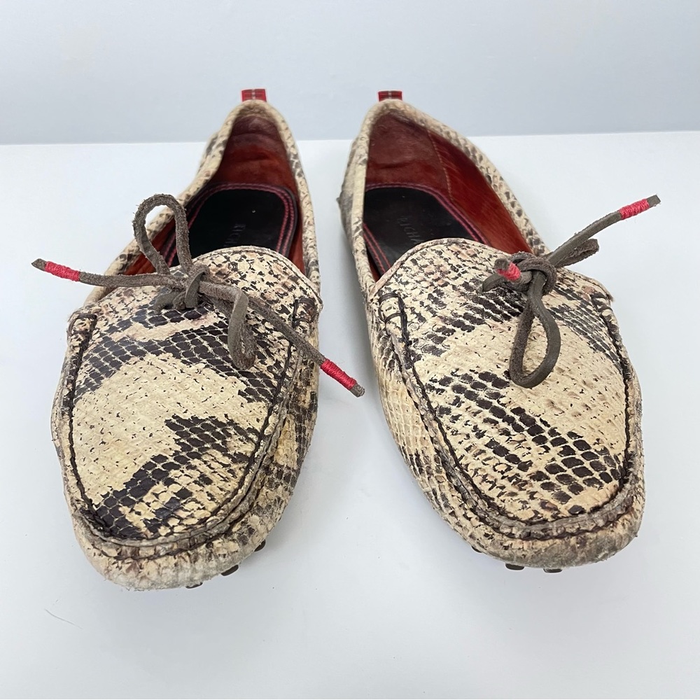Richards Leather Python Print Driving Moccasins, … - image 1